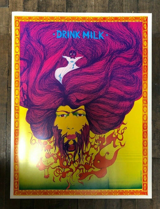 Drink Milk | Psychedelic Art by Eric Thono - Original 1960s Poster trippy Mod 