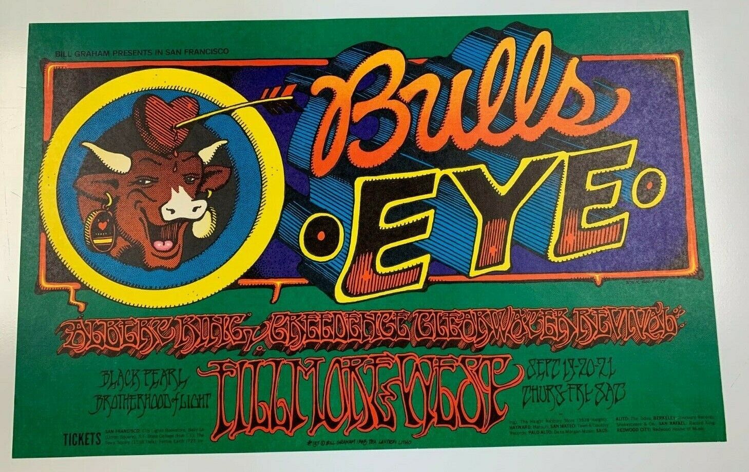 Bill Graham - Albert King W/ Creedence Clearwater Revival Bulls Eye Rick Griffin