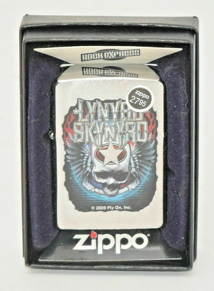 Zippo 28023 Lynyrd Skynyrd Brushed Chrome rock band rockstar skull wings NEW