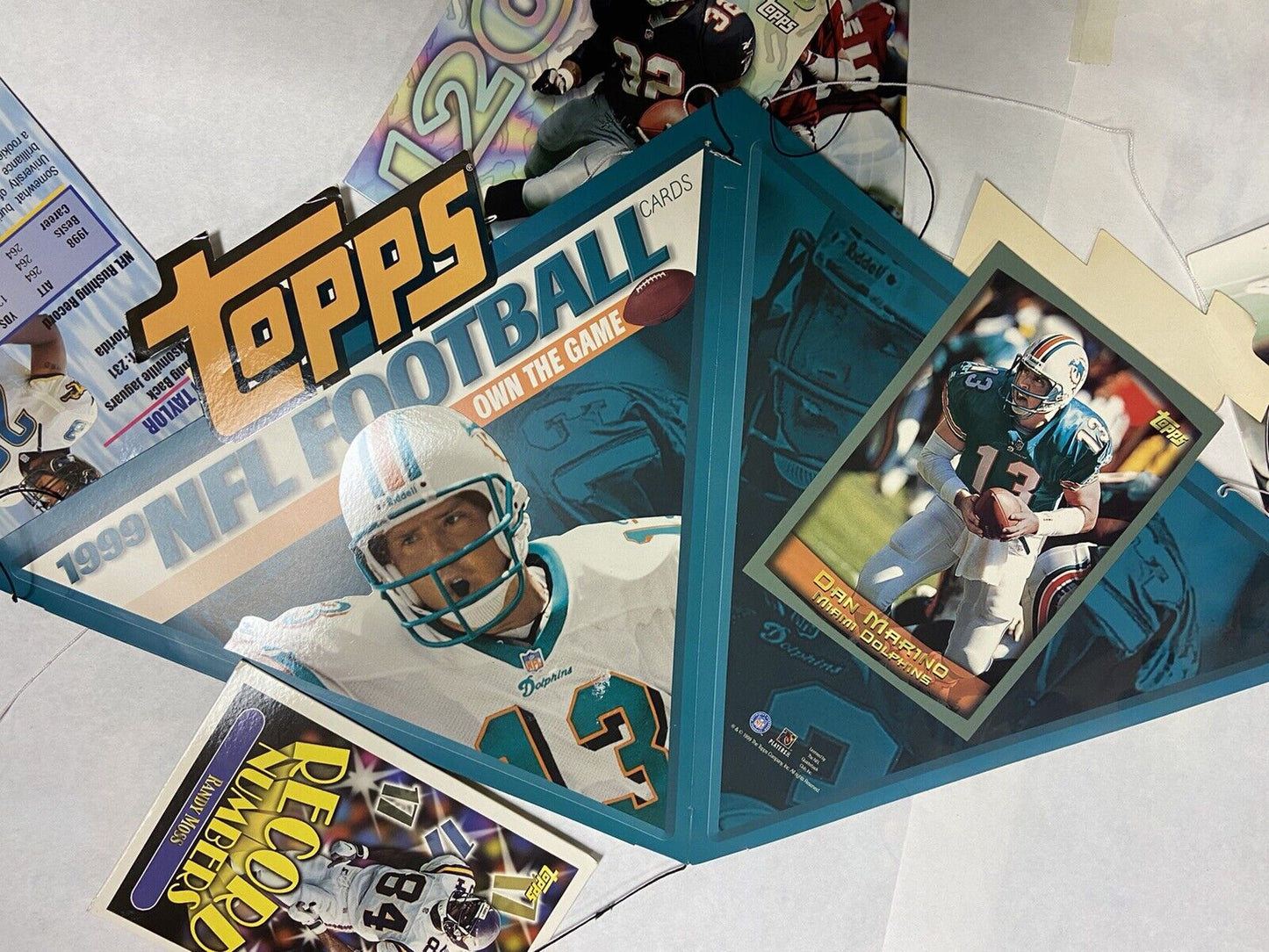 1999 TOPPS FOOTBALL VERY RARE 5x7 card advertising display Randy Moss Dan Marino