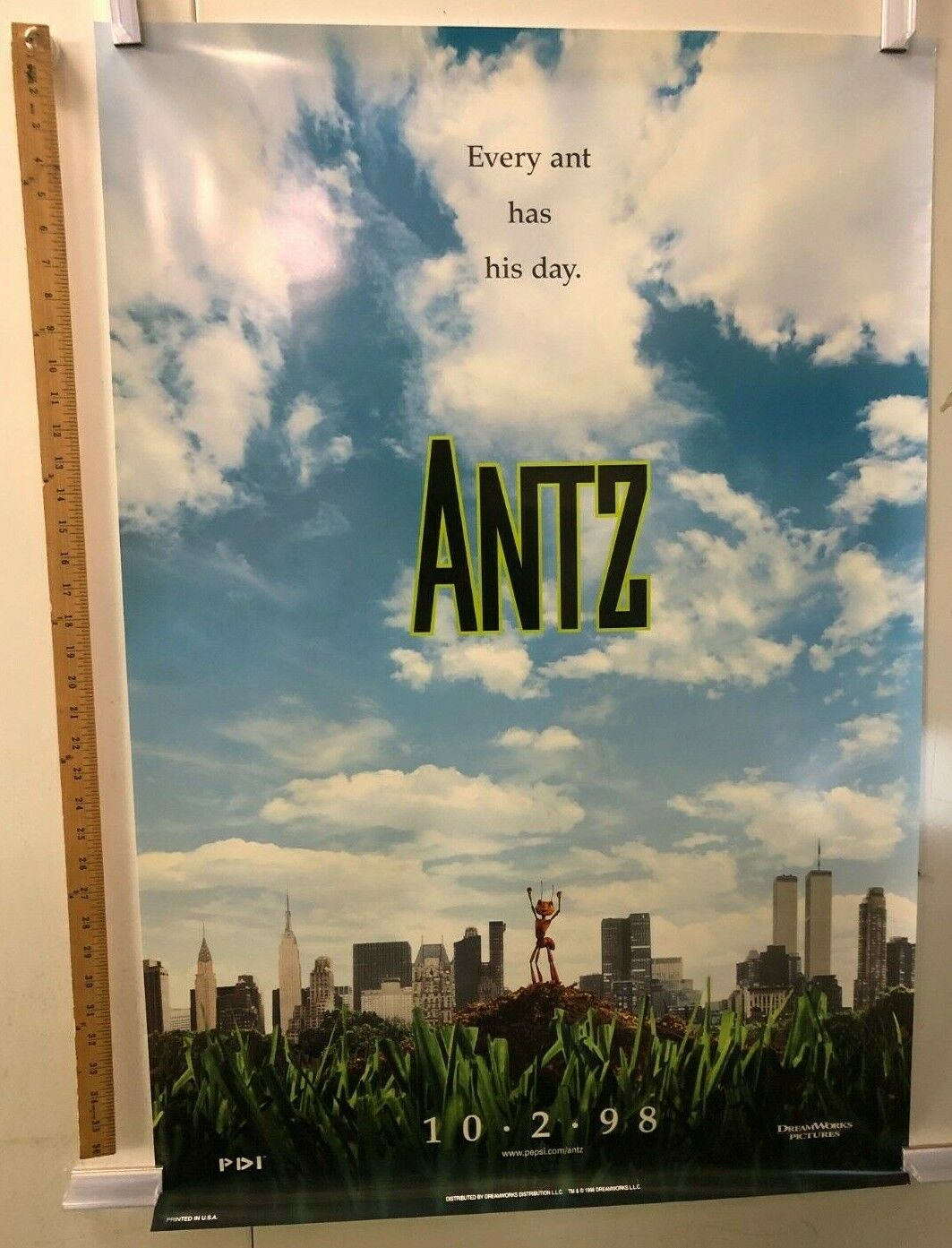 "Antz" Original Movie Theater Promo Poster 1998 Woody Allen Dreamworks Pictures