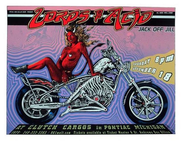 Emek - 1997 - Lords of Acid Concert Poster Clutch Cargos - Pontiac, MI 