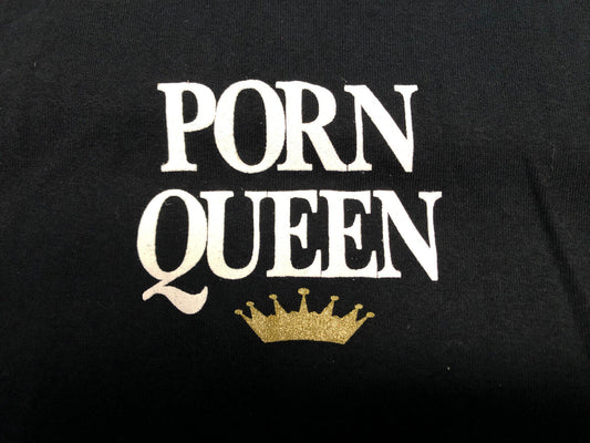 Vintage Woman’s T Shirt - Porn Queen Classic Girl Size L Black