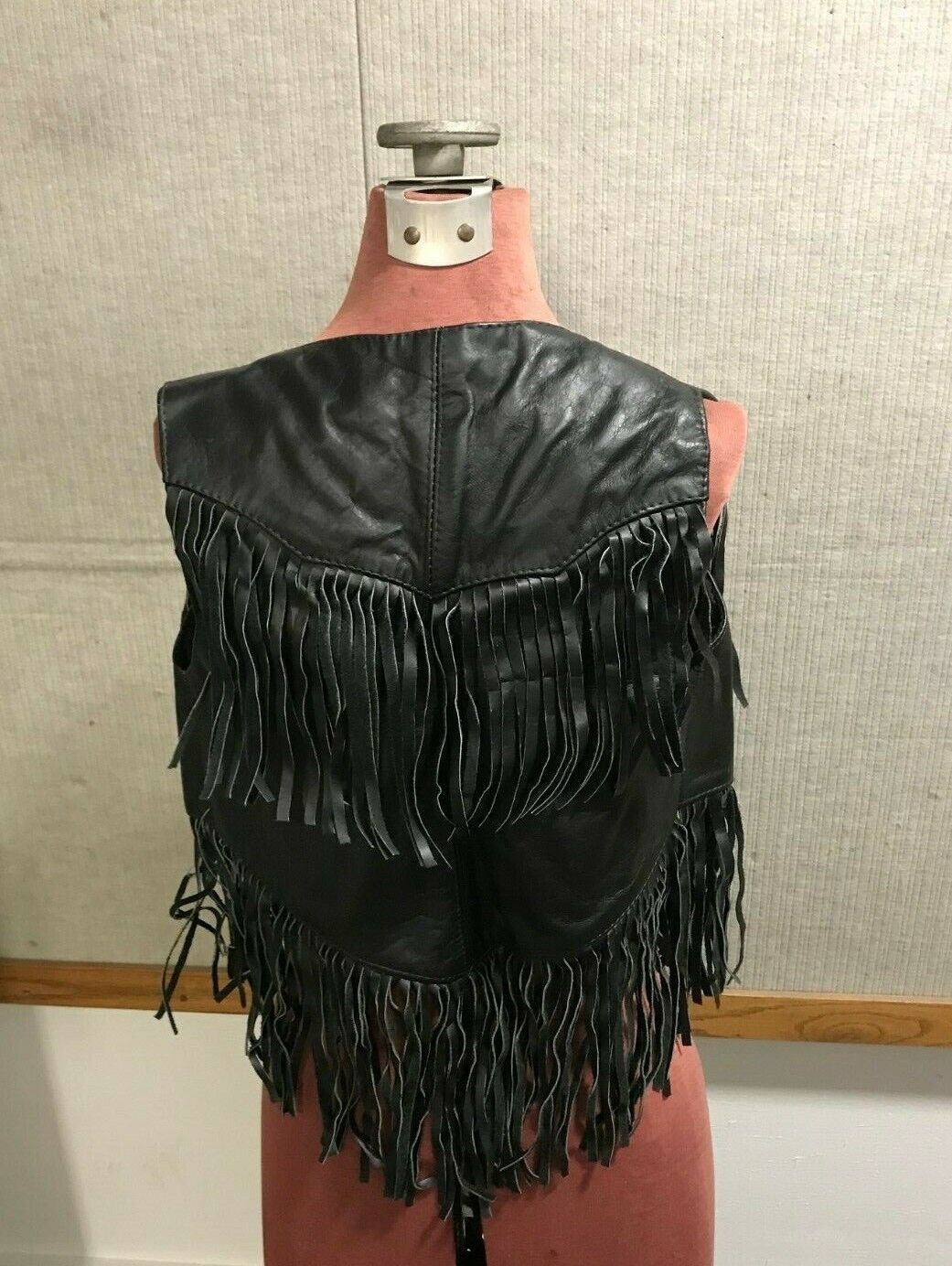 All American Rider Genuine Leather Biker Vest with Fringe and Metal Size XS