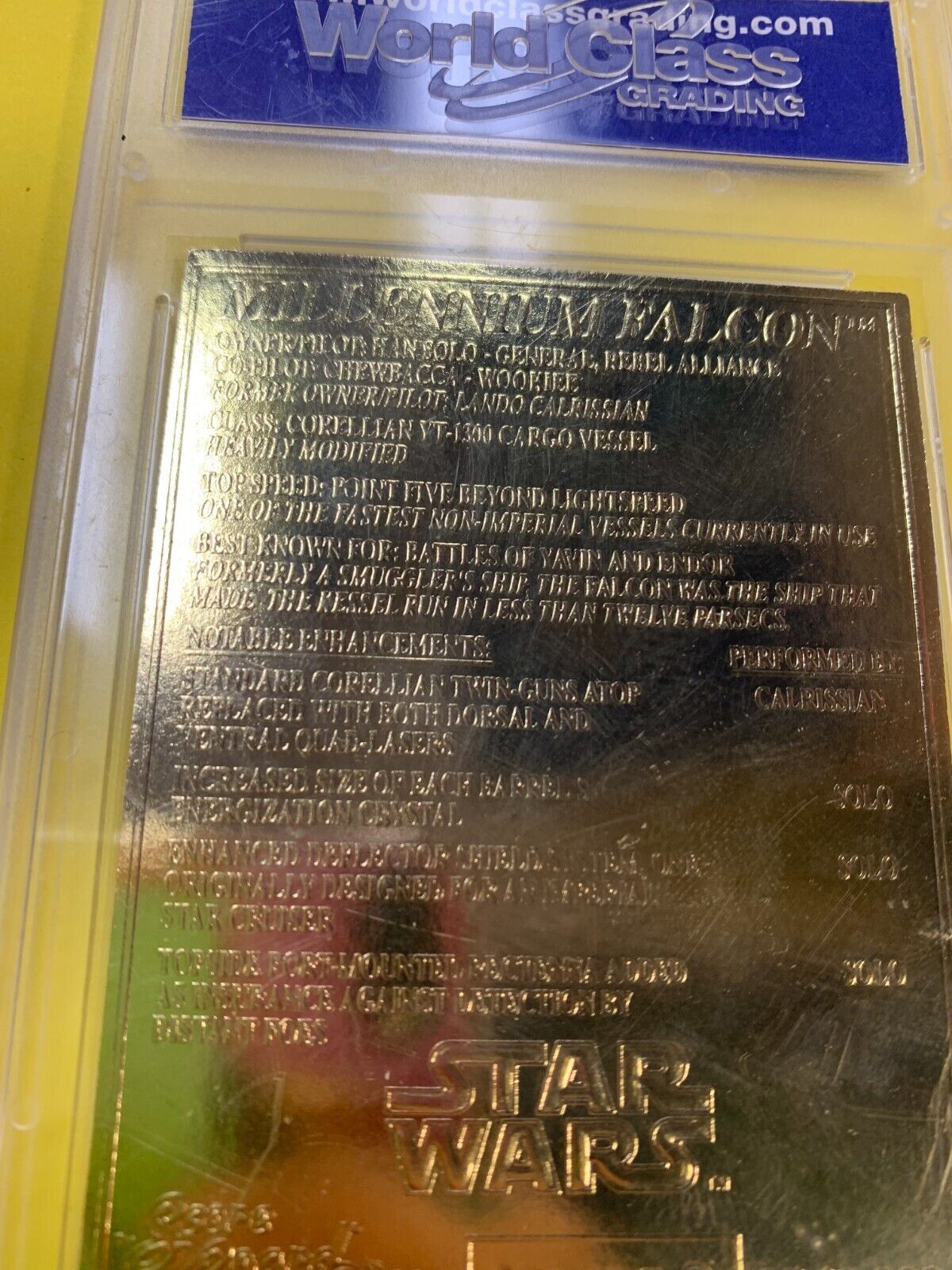 10 GEM MT GRADED 1995 Score Board 23 Karat Gold Star Wars Millennium Falcon