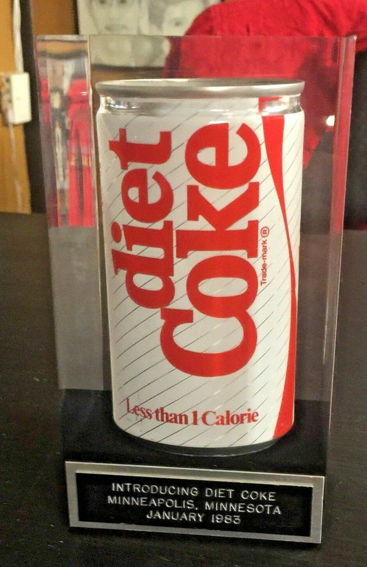 1983 INTRODUCING DIET COKE CAN DISPLAY in LUCITE MINNEAPOLIS * VHTF