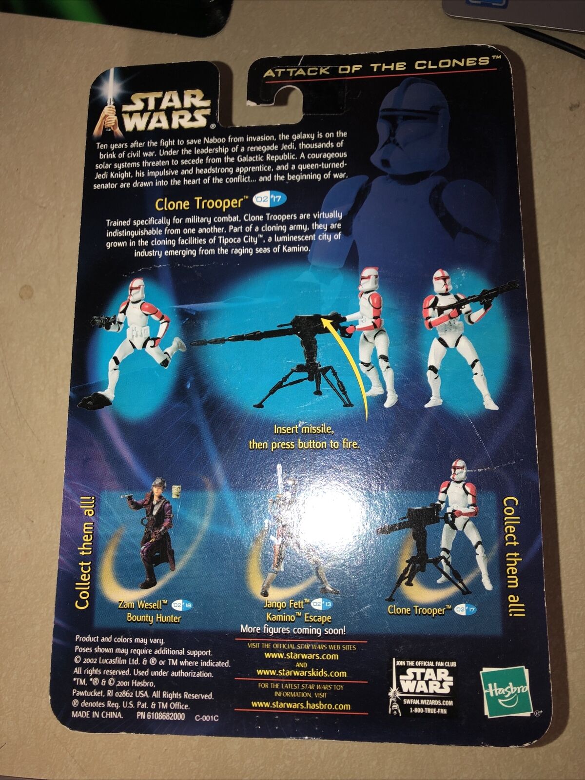 2002 Hasbro Red Clone Trooper Star Wars Attack of the Clones Action Figure Scan2