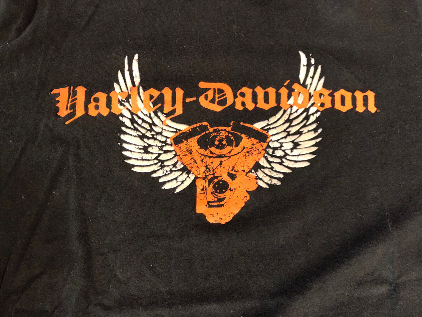 Woman Vintage Long Sleeve Shirt - Harley Davidson Motorcycle Black And Orange M