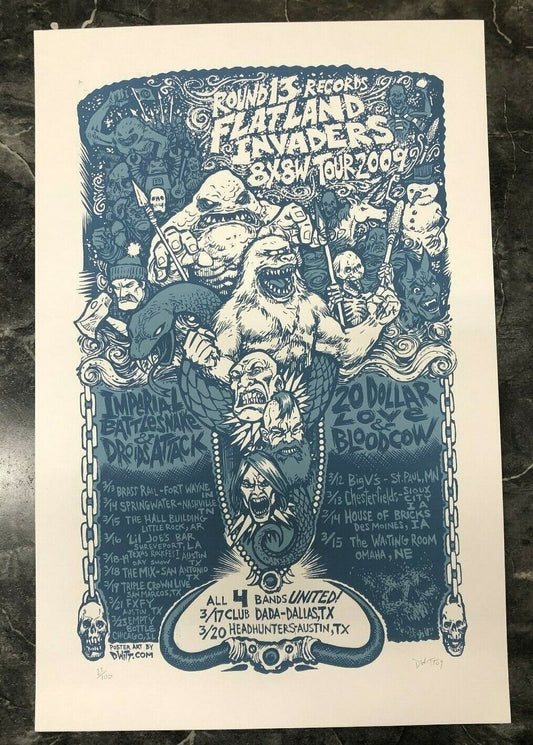 Dwitt - 2009 - Round 13 Records Flatland Invaders Tour Poster 4 Bands