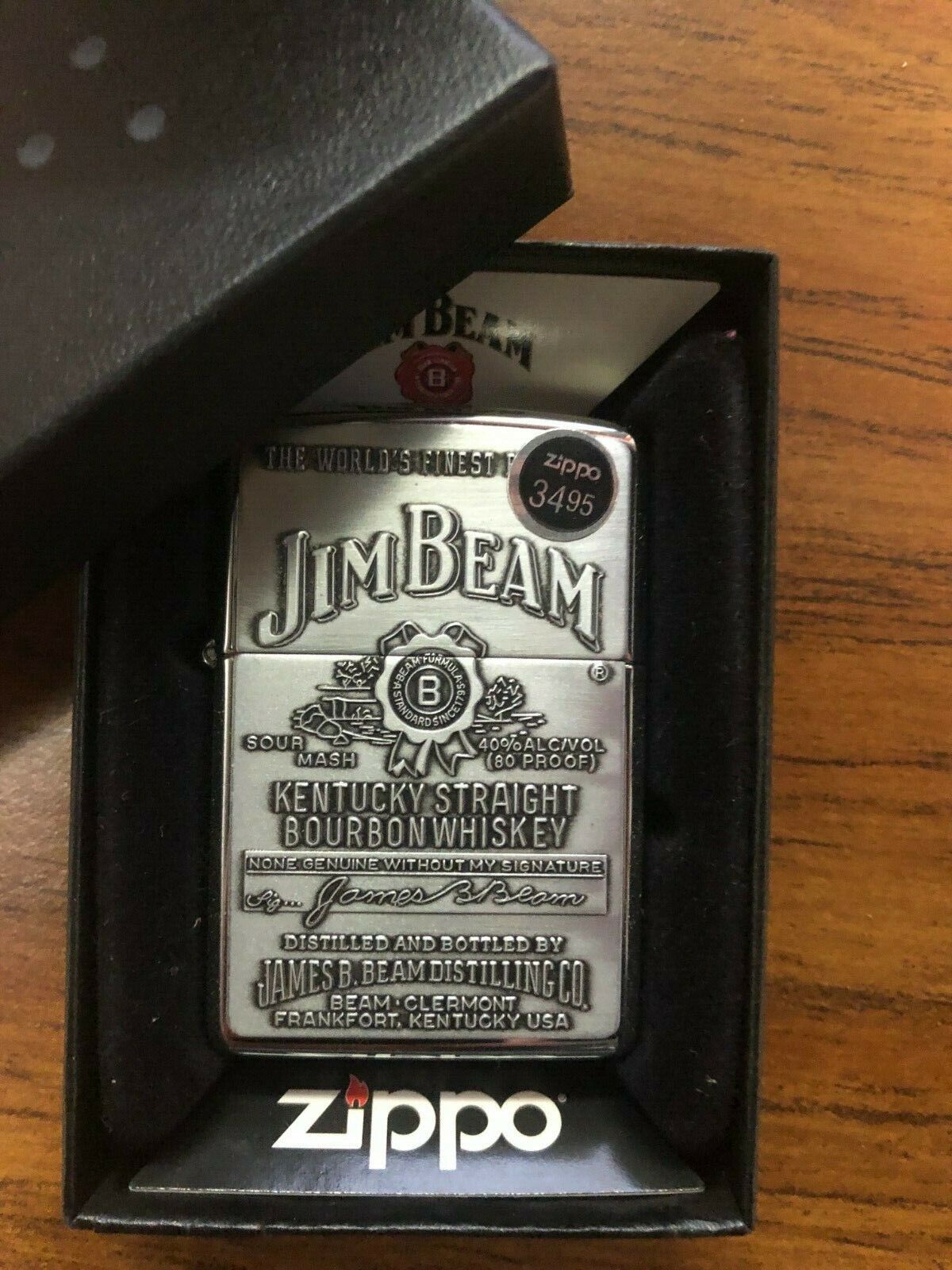 Zippo Lighter Jim Beam Pewter Emblem Windproof USA Windproof Bourbon Whiskey