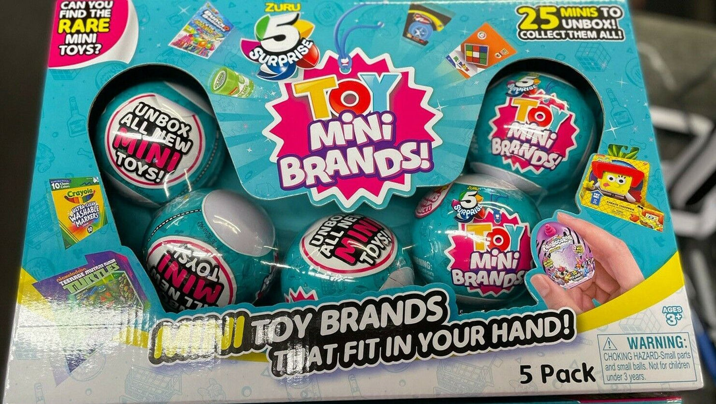  5 Packs - 5 Surprise Toy Mini Brands Ball By Zuru - New 25 Minis