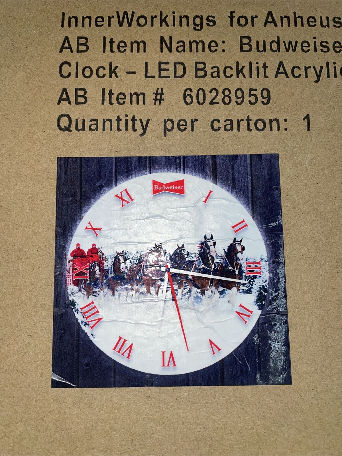 ANHEUSER BUSCH BUDWEISER Horse  CLOCK Back BAR BEER SIGN Rare New