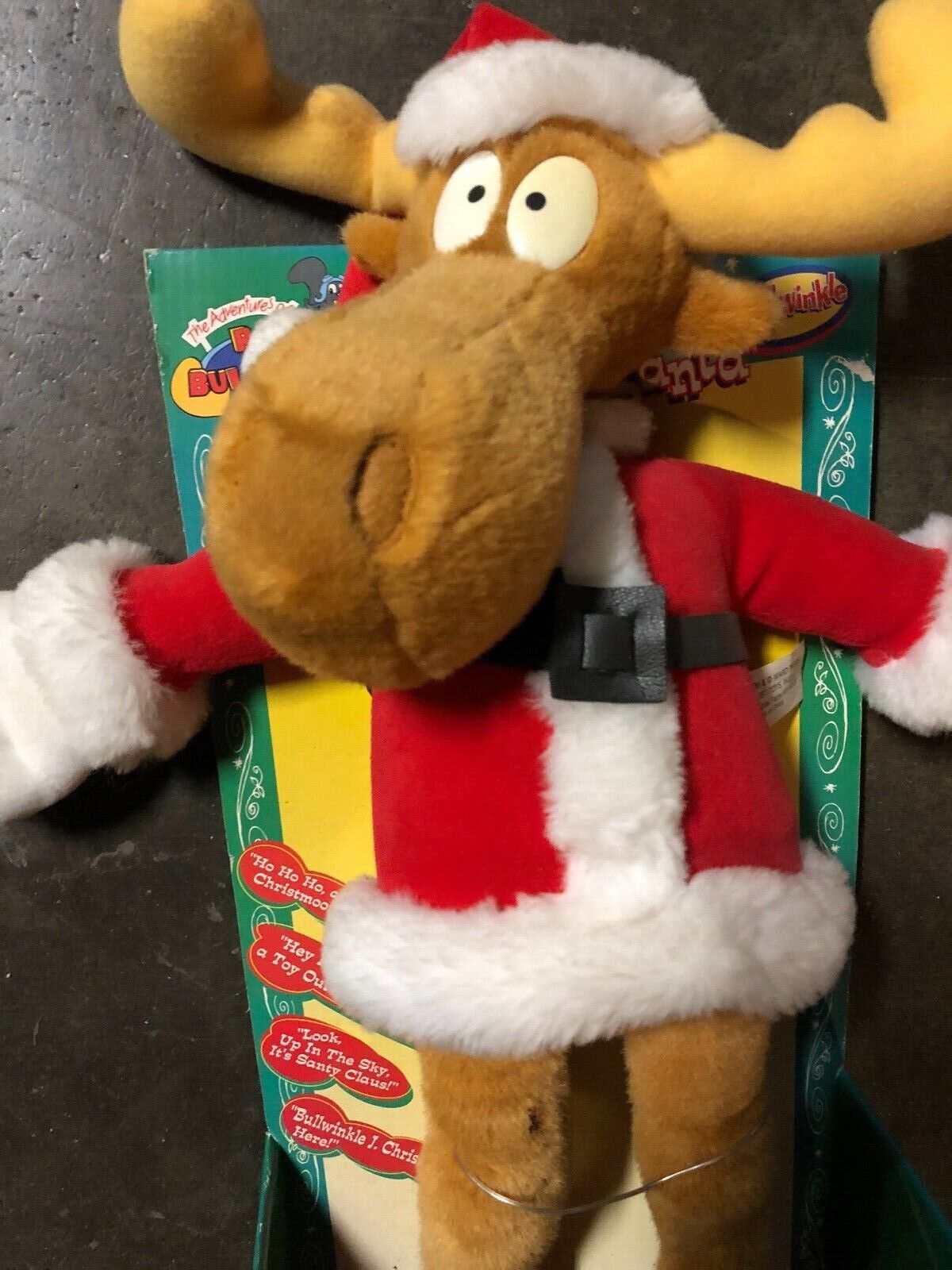 Christmas Rocky BULLWINKLE 13" Santa Talking Moose Plush Stuffed Animal JusToys