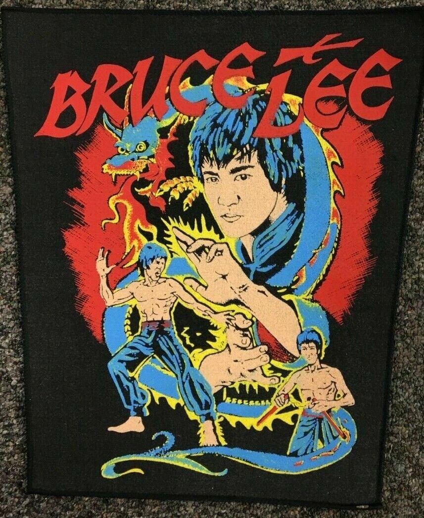 BACKPATCH VINTAGE- BRUCE LEE - hidden dragon- kung fu-  1980s/90s SCREEN PRINT