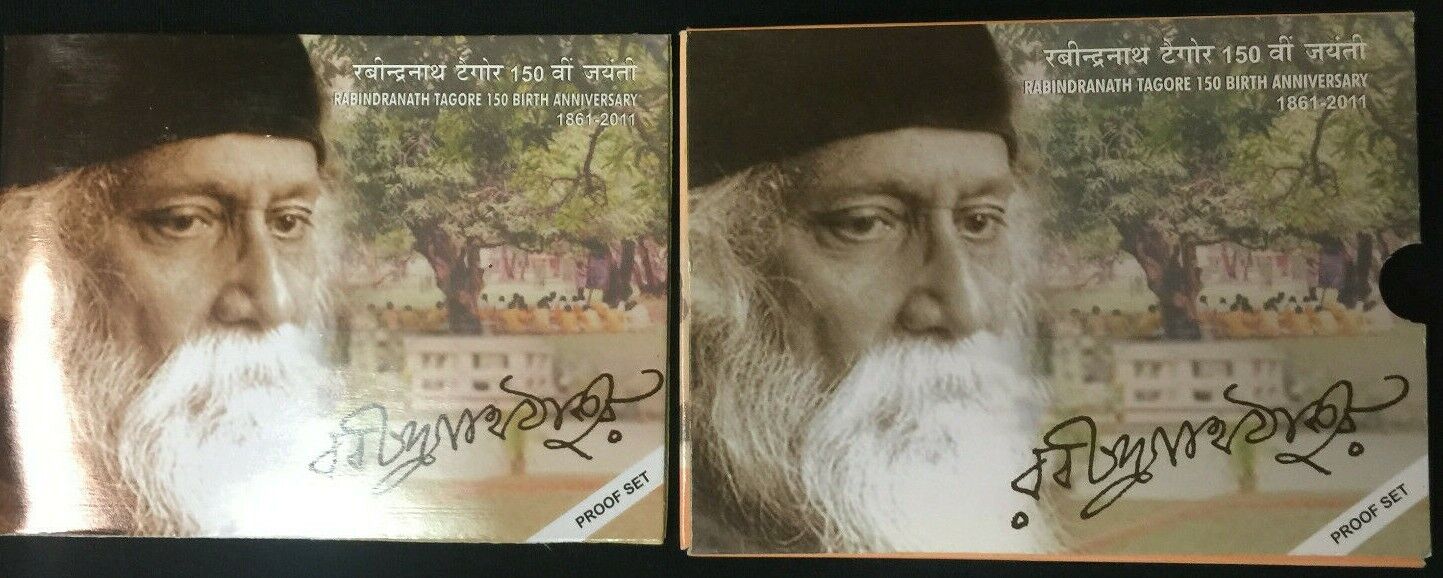 2010 150th Birth Anniversary of Rabindranath Tagore Proof Coin Set India Goverme