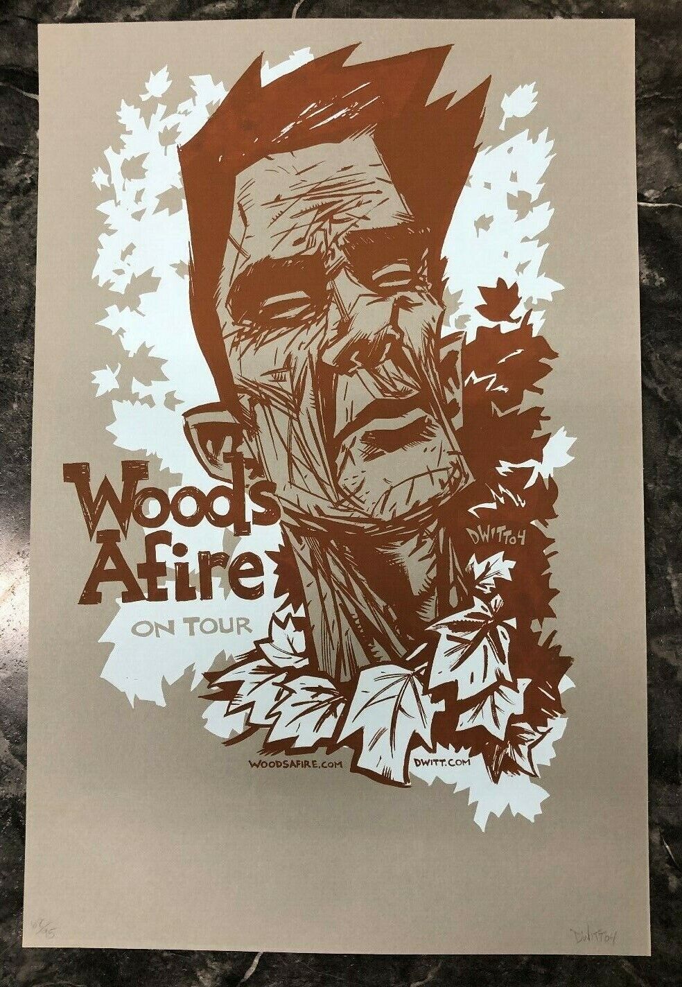 Dwitt - 2004 - Woods Afire On Tour Poster, Man In Leaves