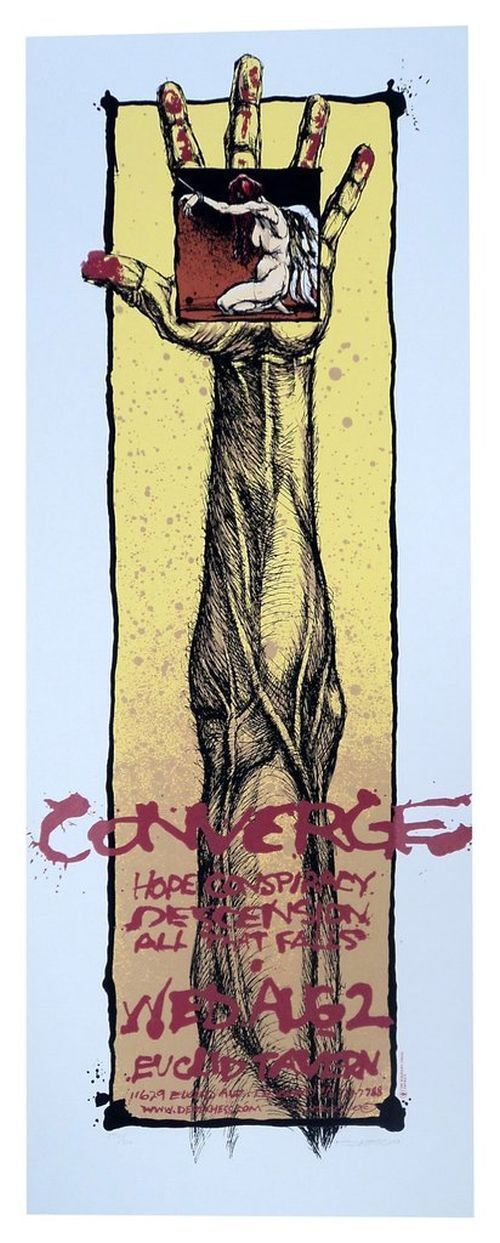 Derek Hess - Poster 2000 Converge 6 color serigraph, 13 x 33 in, edition of 300