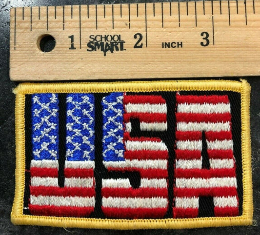 Vintage USA Flag With Text 1970's Patch- Military Army American Pride Biker 