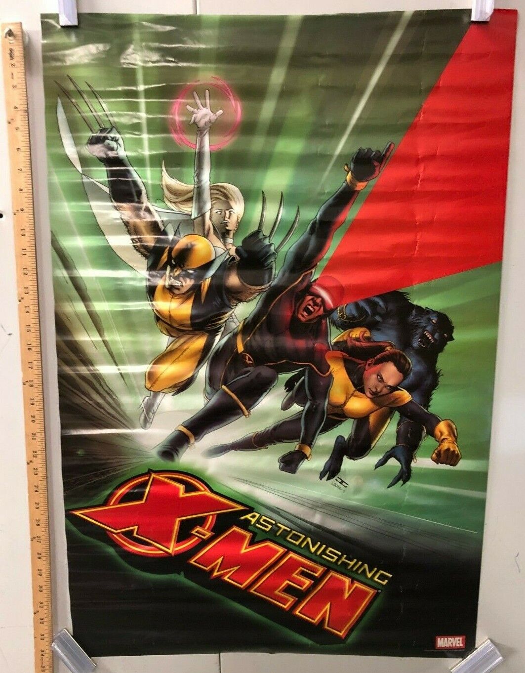 COMIC BOOK POSTER 2004 "The Astonishing X Men" Green And Black Marvel Heroes