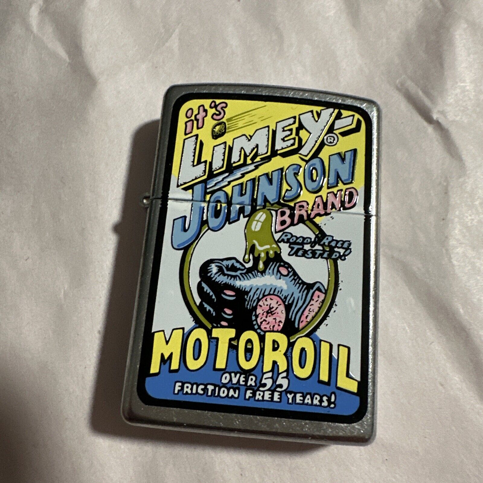 Zippo - 2005 - Limey Johnson Motor Oil Unstruck WINDPROOF