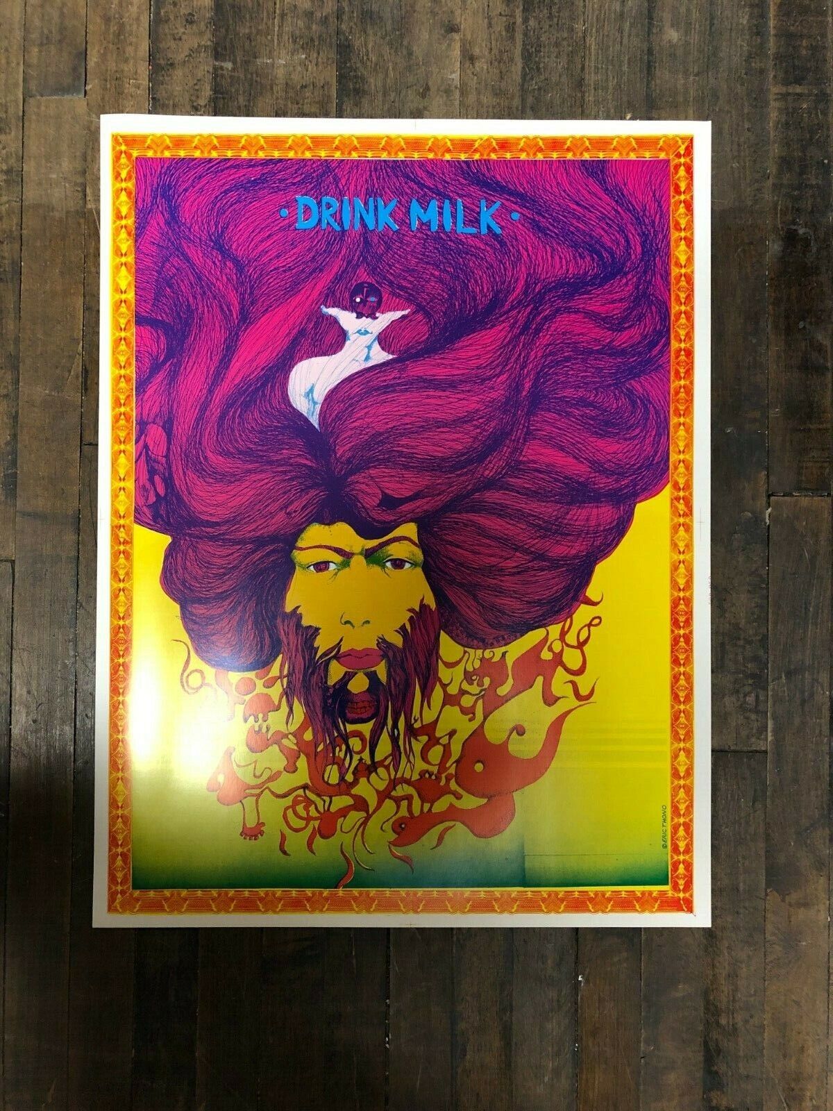 Drink Milk | Psychedelic Art by Eric Thono - Original 1960s Poster trippy Mod 