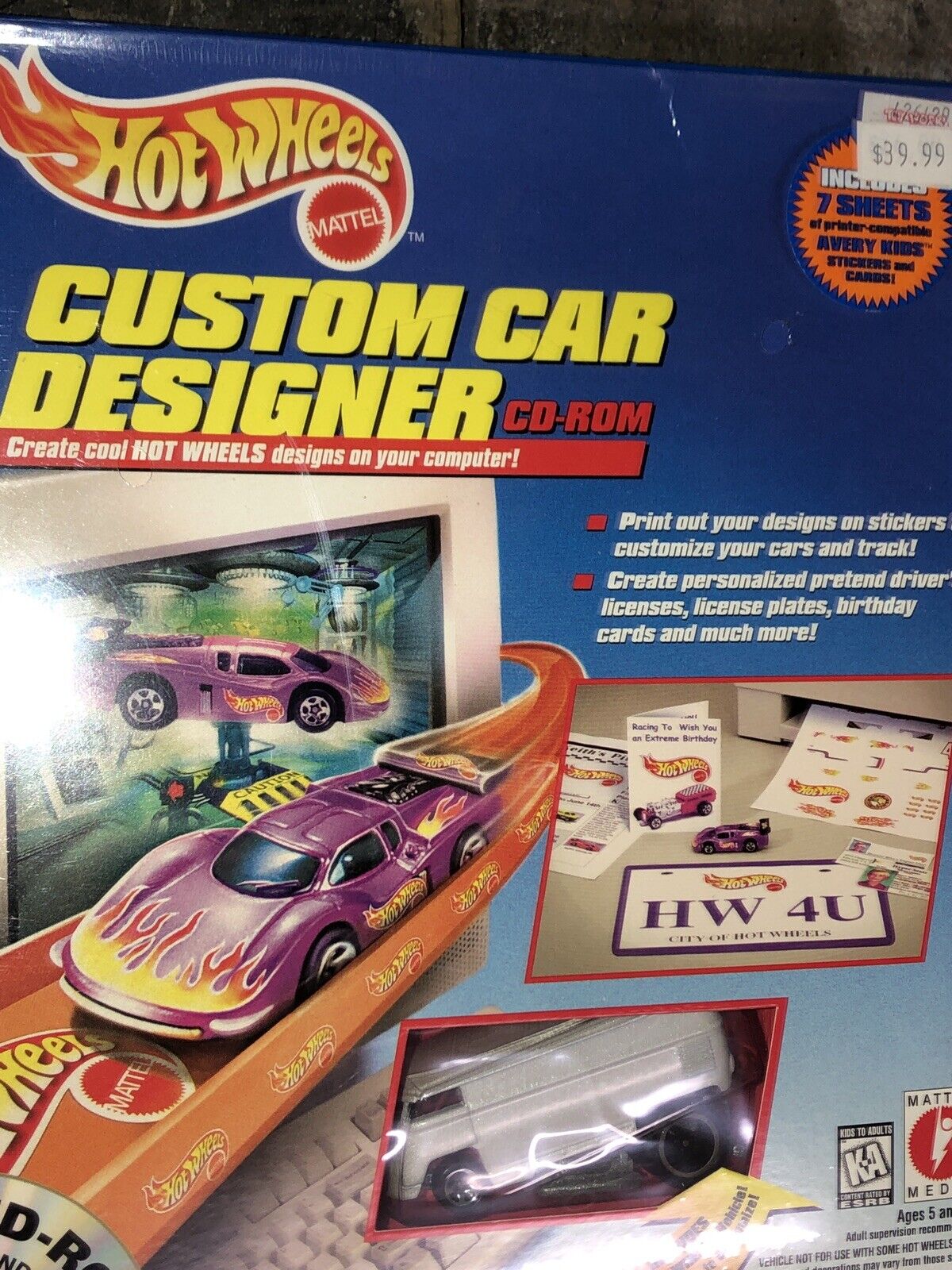 1997 Hot Wheels Custom Car Designer CD-Rom w/ VW Drag Bus RARE NEW SEALED