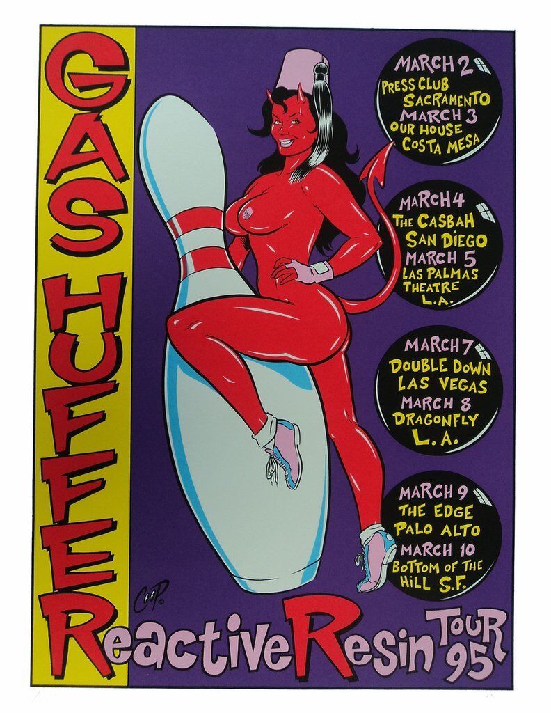 Coop - 1995 - Gas Huffer West Coast Tour Concert Poster Signed and Numbered