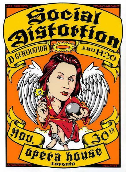 Adam Swinbourne - 1996 - Social Distortion Concert Poster W/ H2O 