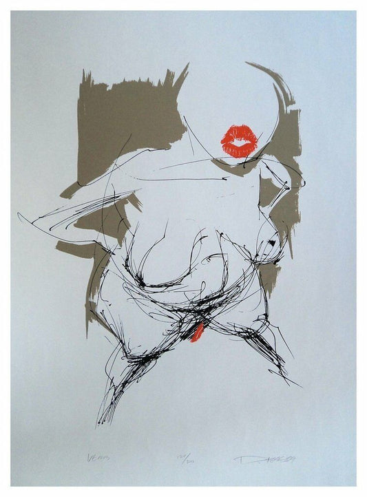 Derek Hess - 1999 - FA Venus -Lips Art Print Lady Beauty Nude Screen Print Rare 