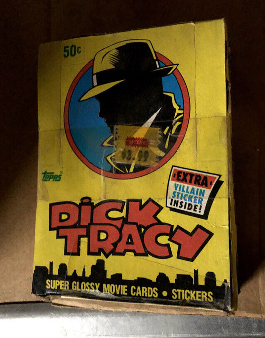 Dick Tracy 1990 Movie Cards & Stickers Box, Warren Beatty, Madonna, 36 Wax Packs