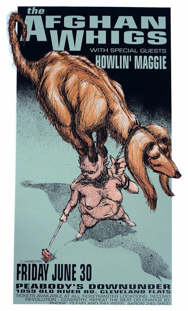 Derek Hess-Afghan Whigs Poster Art Print w/ Howlin' Maggie@Peabody's Down Under