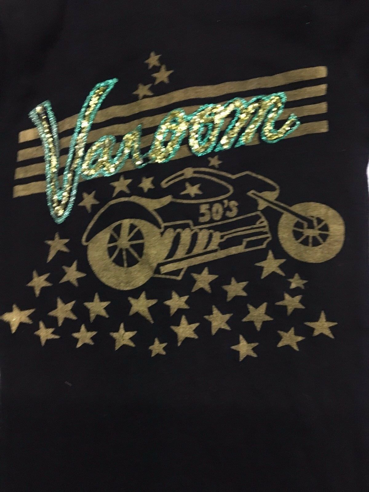 VINTAGE VAROOM 1950'S MOTORCYCLE WOMAN'S SIZE M GLITTER LONG SLEEVES 