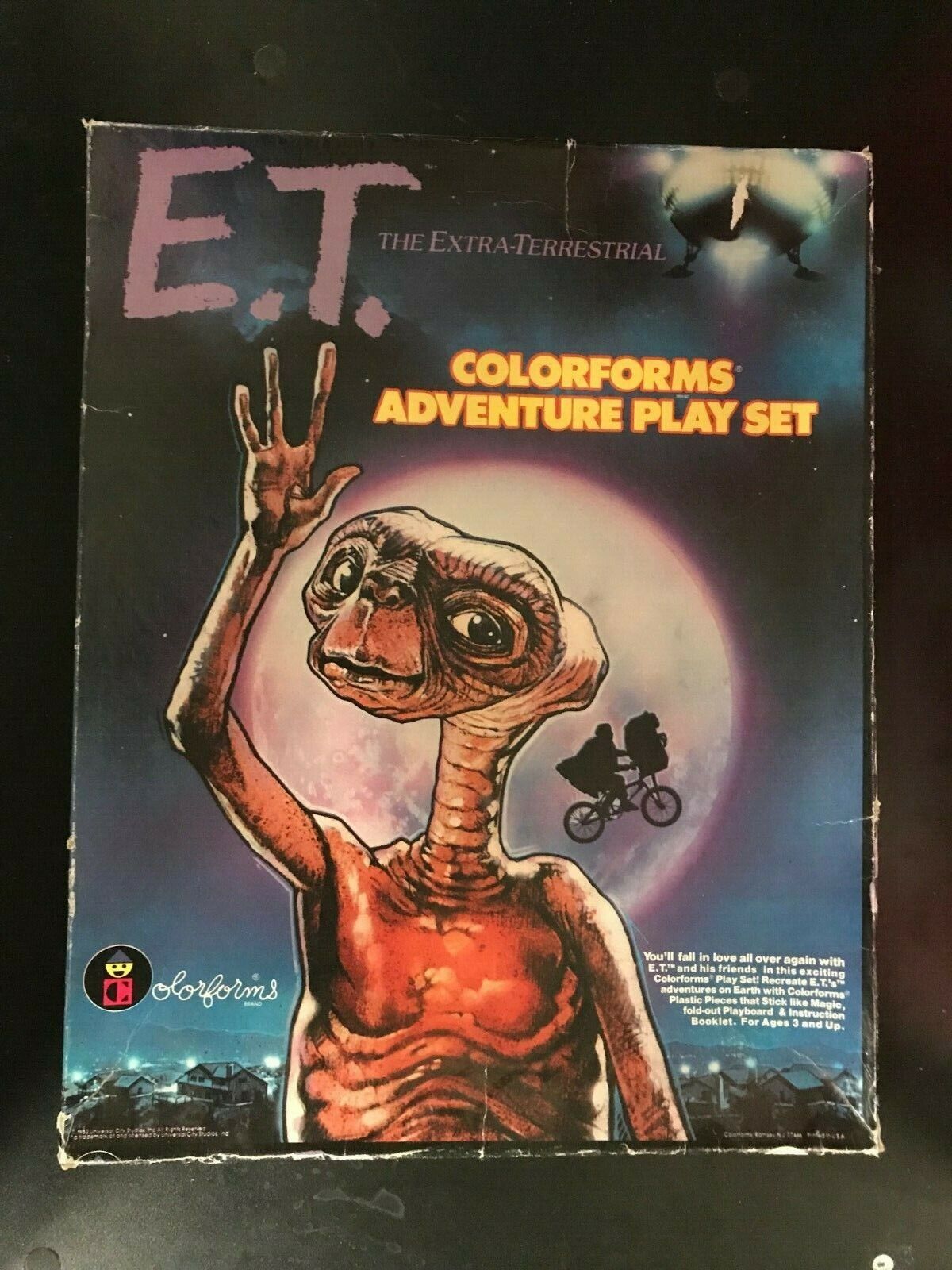 E.T. Adventure Play Set Colorforms Vintage 1982 Unique Toys Film Collectible