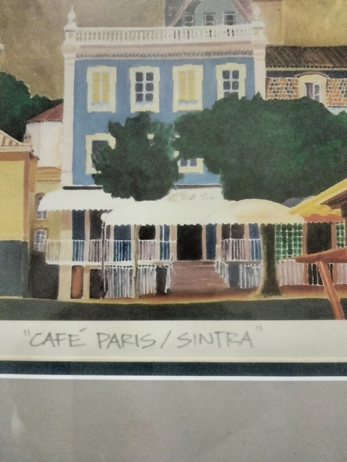 Framed Art DUARTE BOTELHO- CAFÉ PARIS (SINTRA) LITHOGRAPH PORTUGUESE