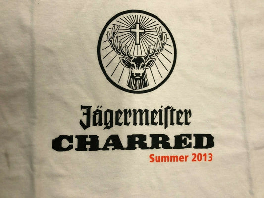 Alcohol T Shirt - Jagermeister charged 2013 Gildan L White Liquor Drink Buck 