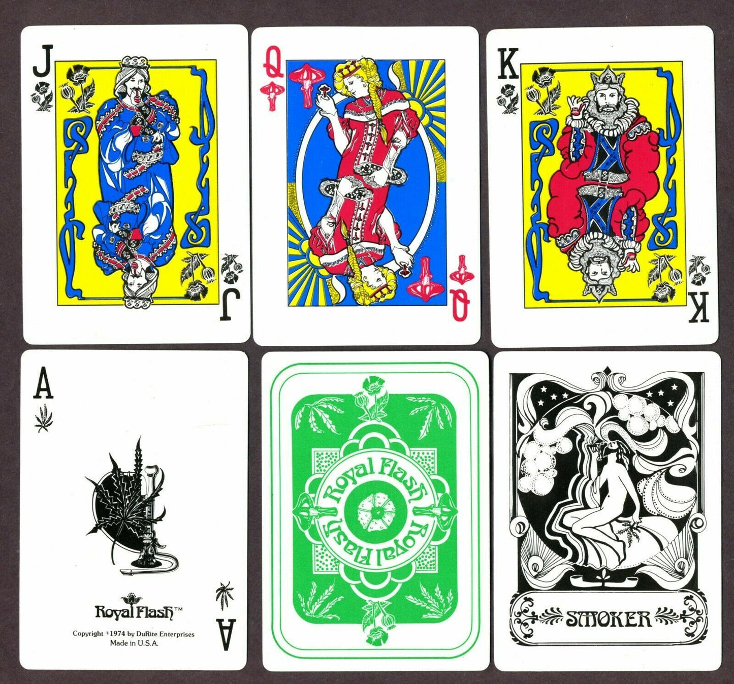 DuRite Ent Royal Flash Playing Cards 1974 Marijuana Drugs Plants Mushroom Suits