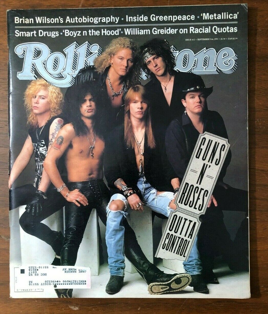 1990's Rolling Stone Magazine Guns N' Roses On Cover Boyz N The Hood Hair Glam