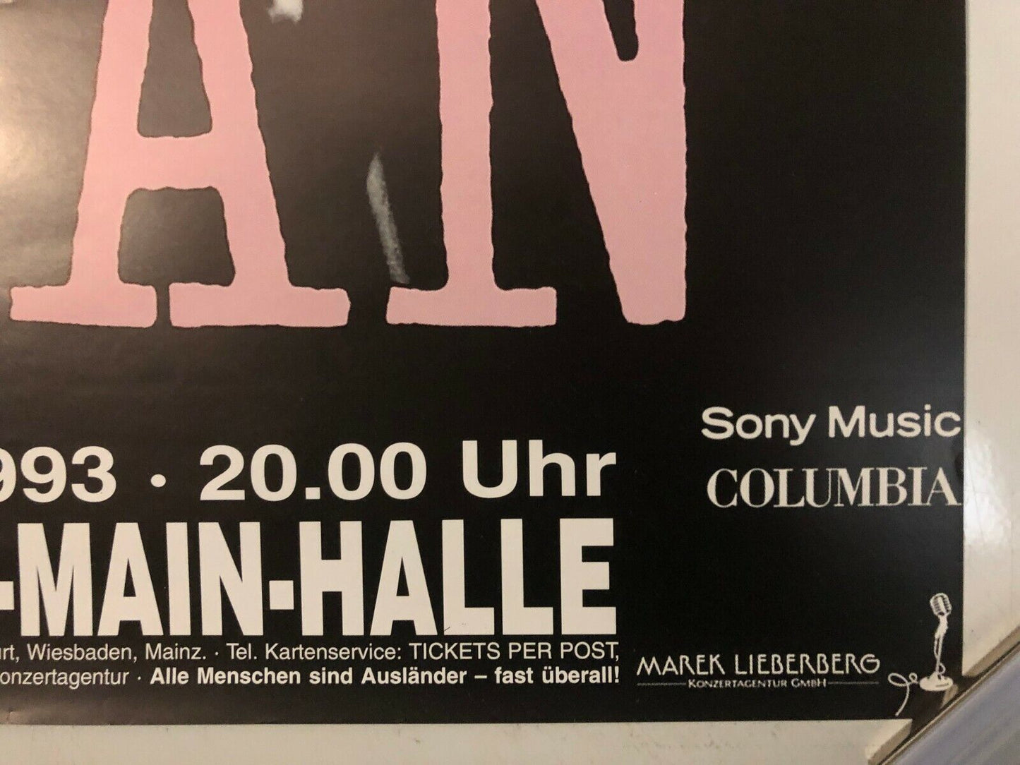 Bob Dylan In Concert German Tour Poster 1993 In Weisbaden @ Rhein Main Halle