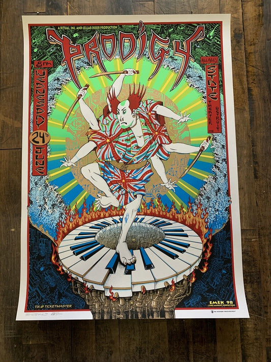 Emek - 1998 - The Prodigy Concert Poster State Theatre, Detroit, MI 24" x 34"