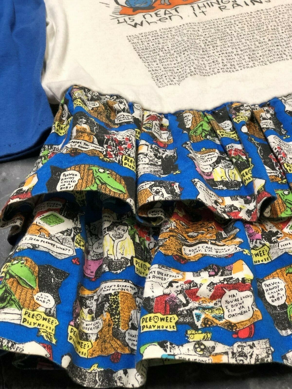 Vtg 1989 Offical Pee Wee Brand Pee Wees Playhouse Kids Dress Skirt 👀 White Blue