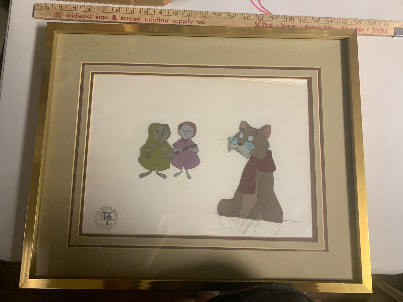 Disney The Rescuers Production Movie Film Cel Hand Painted 3D Stamped authentic 