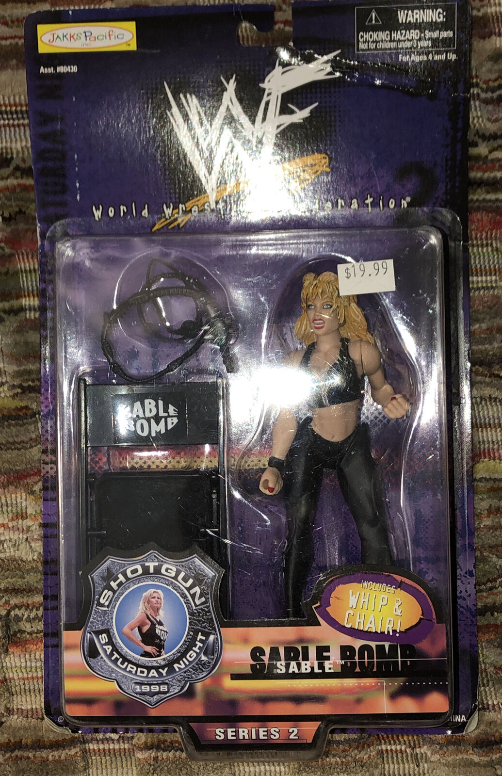 WWF JAKKS PACIFIC SABLE WRESTLING FIGURE SHOTGUN SATURDAY NIGHT SERIES 2 WWE MOC