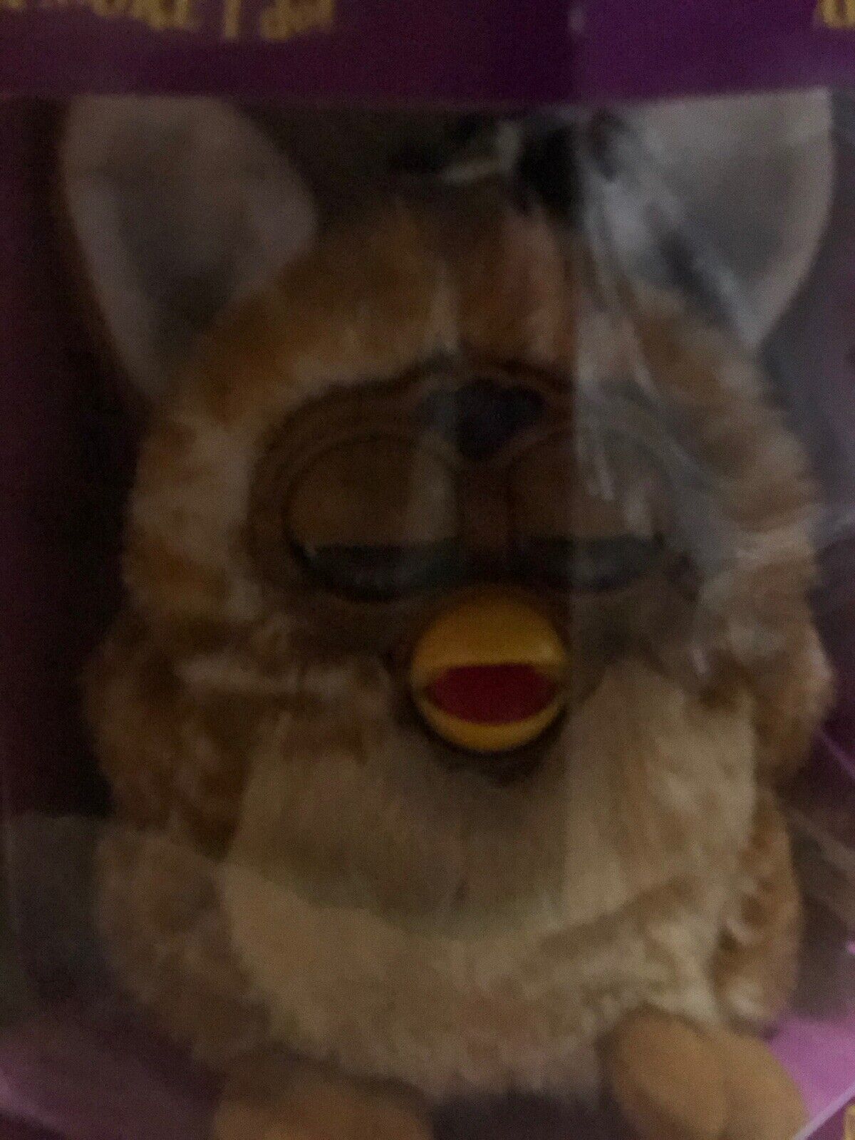 1998 Rare Furby Brown Hair Fur w/ Eyes Shut, White Ears, Tan Belly NIB Rare 1228