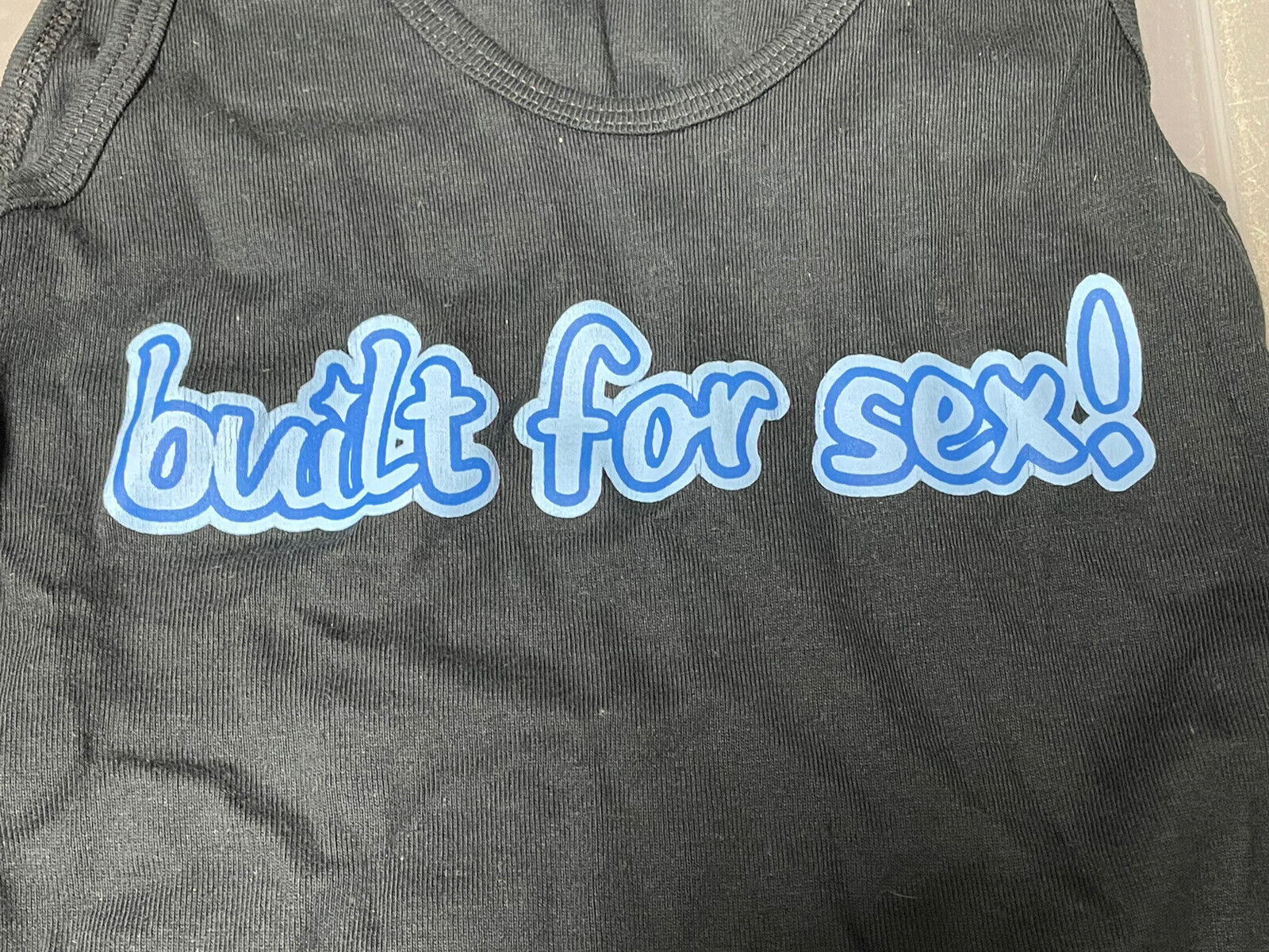 Vintage Woman’s Tank Top - Black Blue Built For Sex! Bella Size S Funny Joke