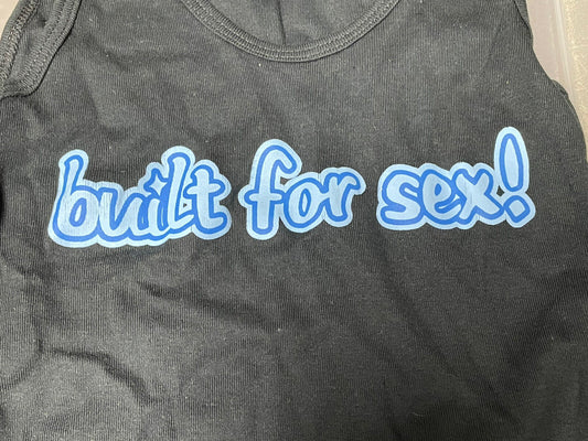 Vintage Woman’s Tank Top - Black Blue Built For Sex! Bella Size S Funny Joke