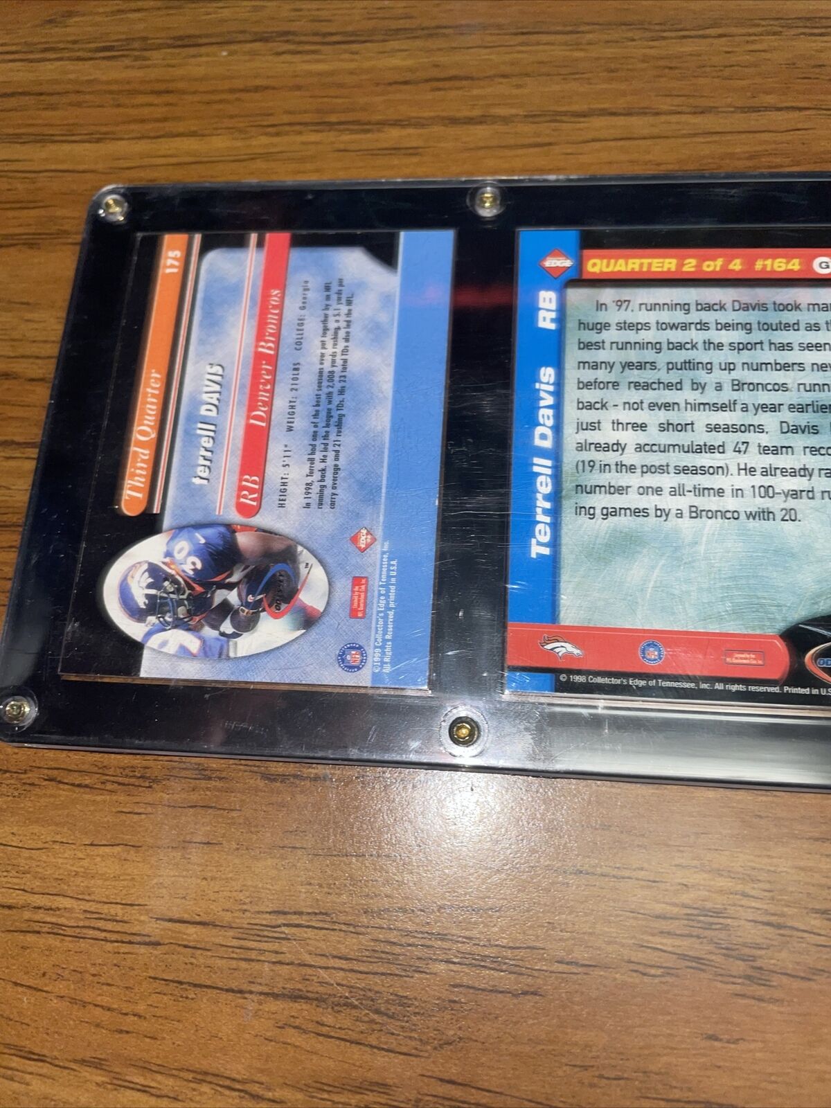 DENVER BRONCOS 3 CARD PLAQUE terrell davis 1999 1998 running back RARE 3 PIECE 