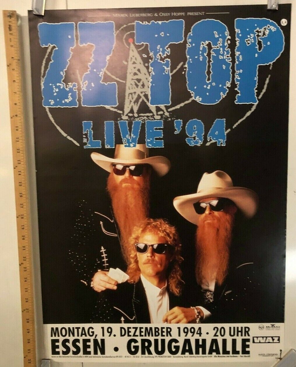 ZZ Top Live 1994 Poster In Essen @ Grugahalle Germany Classic Rock Legends