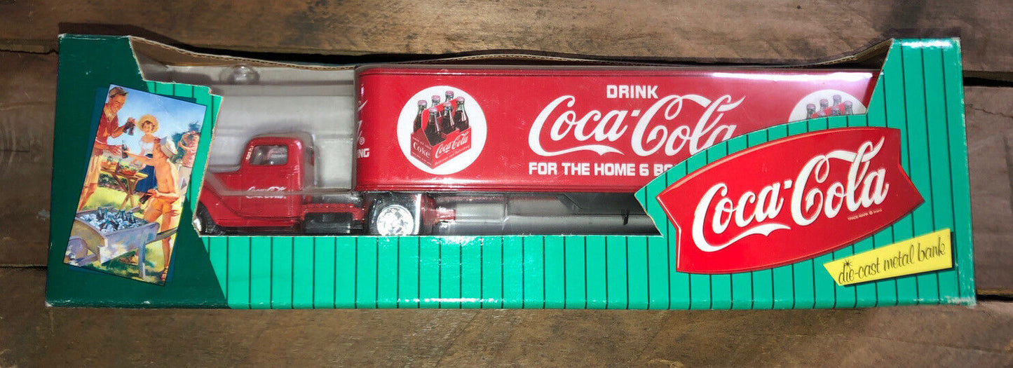 1993 ERTL Coca Cola Delivery Truck Die Cast Metal Coin Bank NEW rare SODA POP