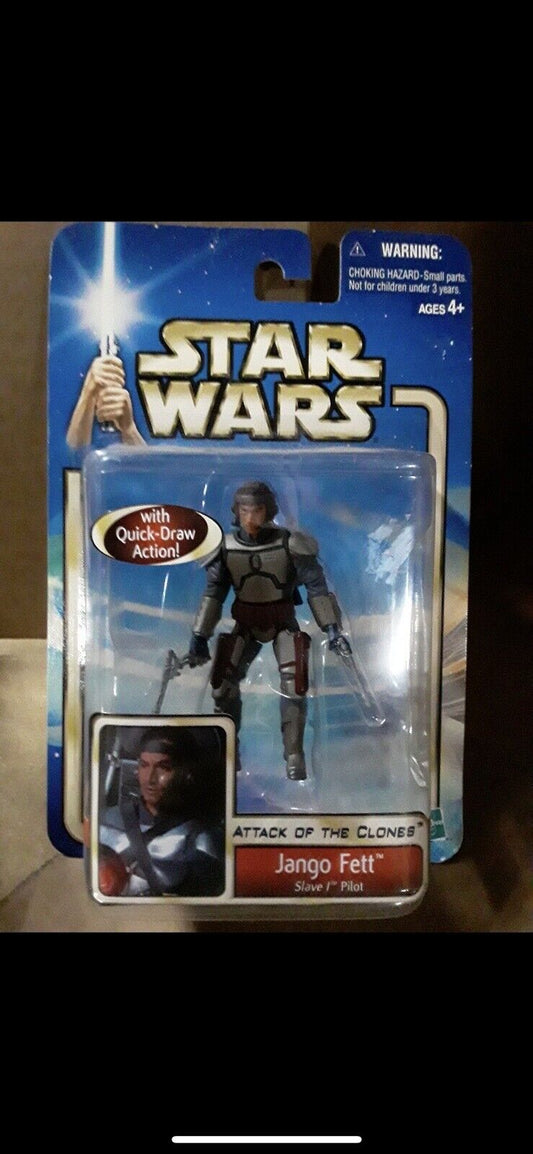 2002 Hasbro, Star Wars, Attack of the Clones, Jango Fett, Slave I Pilot RARE VTG