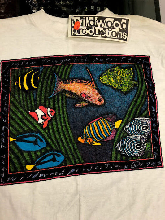 Wildwood Productions Colorful Fish T-Shirt Size Large Vintage 1990 